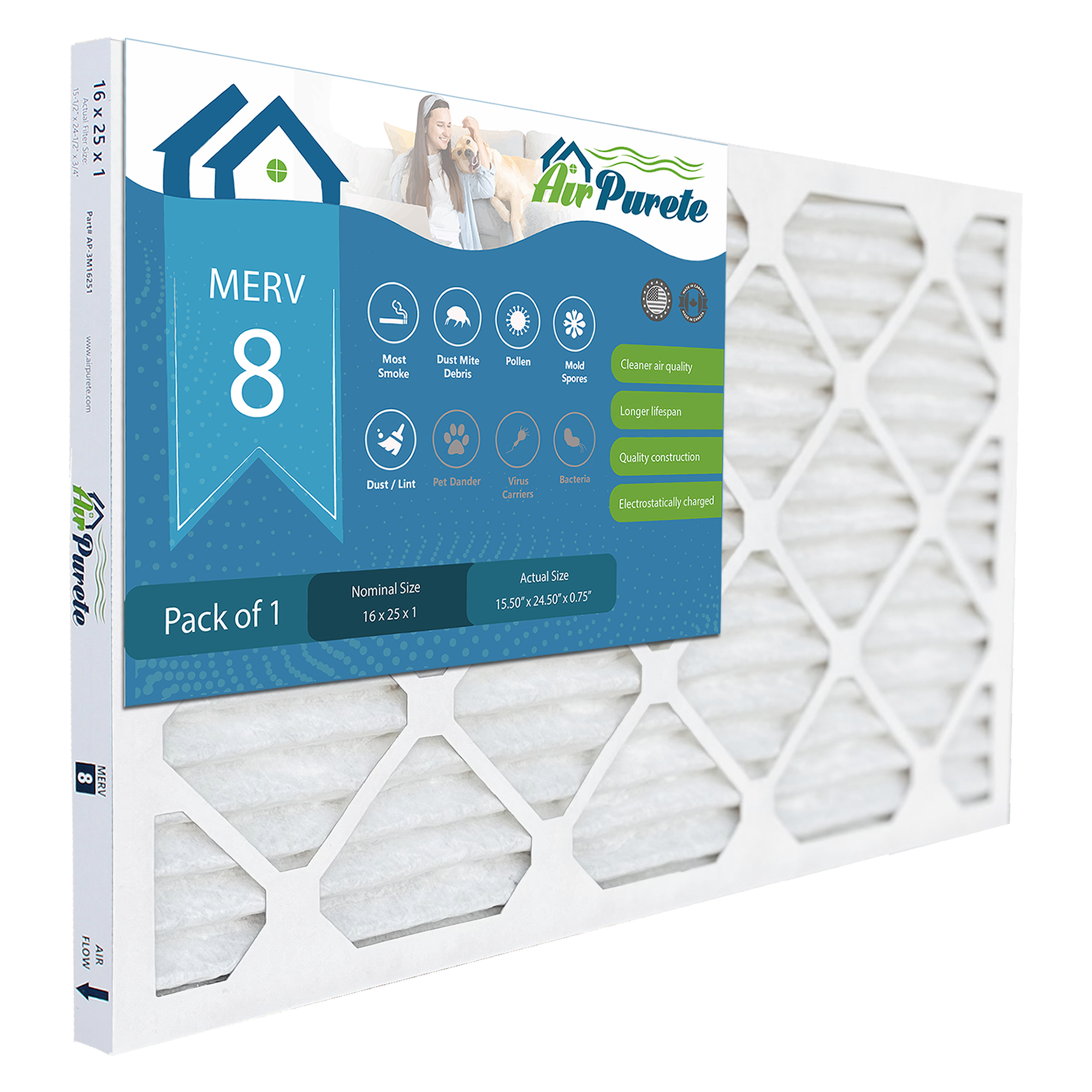 AirPurete 16x25x1 MERV 8 AP-3M16251 Filter